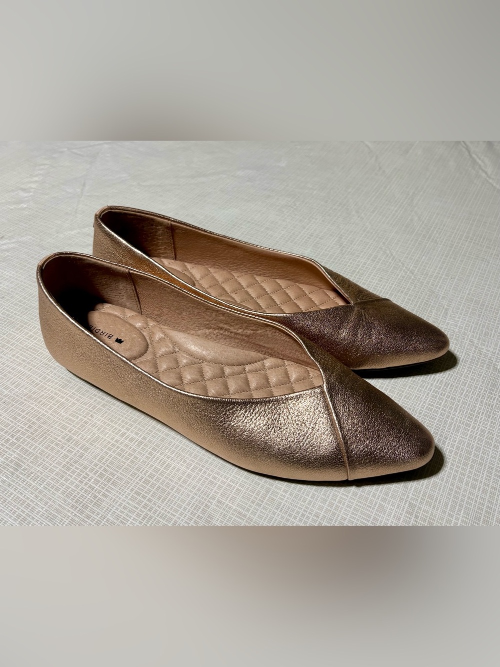 Birdies Sz 9 Metallic Rose Gold All Leather Women's Ballet Flats